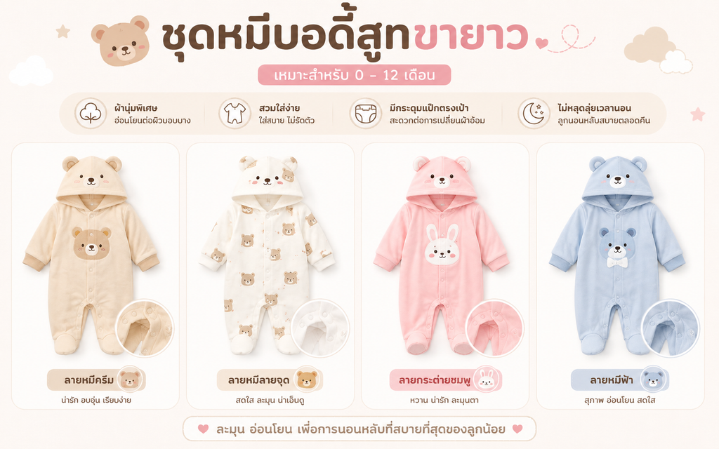 ชุดหมีบอดี้สูท  Sleep Suit