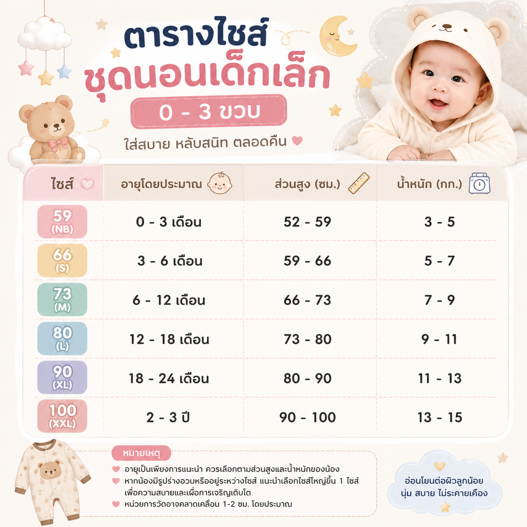 ชุดหมีบอดี้สูท  Sleep Suit
